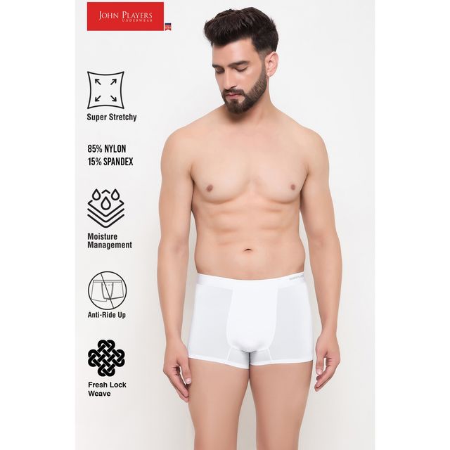 John Players Men's Modern Bonded Trunk Free Socks Included | (JTK062M18) | White - 2XL