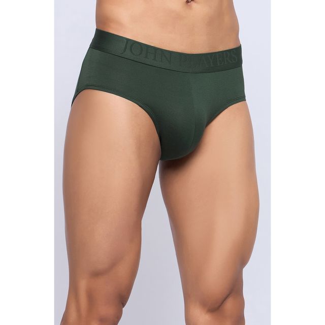 John Players Men's Solid Brief Modal | (JBF059M17) | Olive Green - L