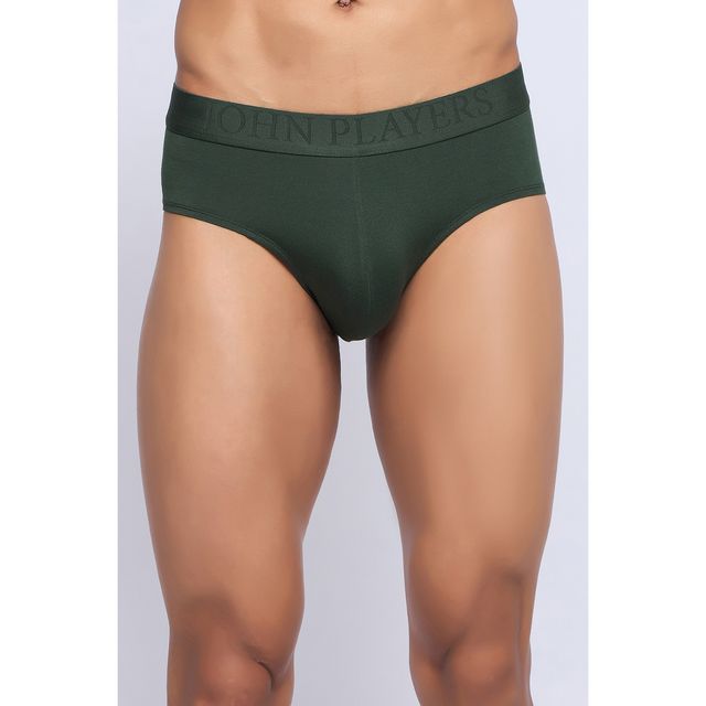 John Players Men's Solid Brief Modal | (JBF059M17) | Olive Green - L