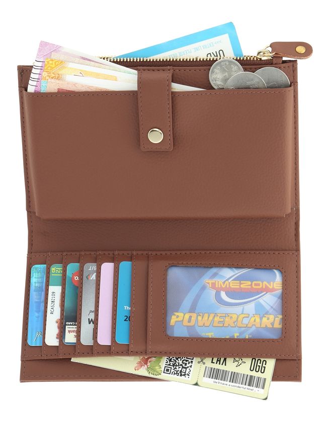 Fastrack Women's Solid Two Fold Wallet | Brown