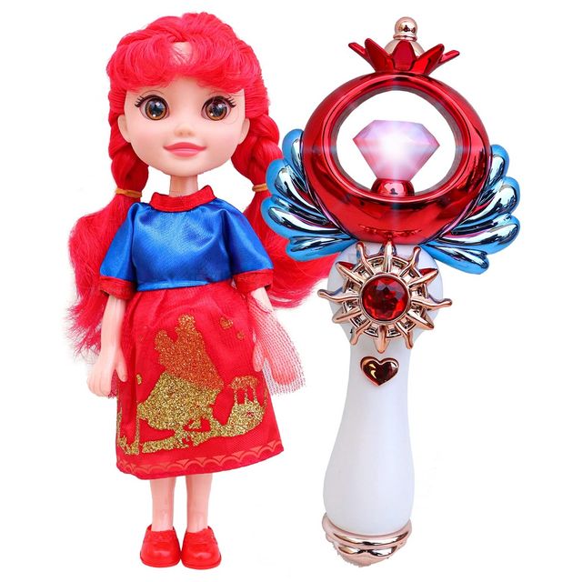 Toyshine Pack of 2 Magic Wand & Doll Combo Red Dazzler