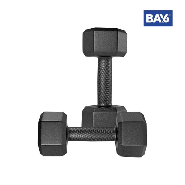 BAY6 1 kg Fixed PVC Dumbbells Set | Pack of 2 | Black