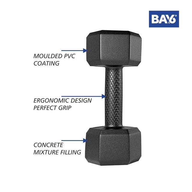 BAY6 1 kg Fixed PVC Dumbbells Set | Pack of 2 | Black