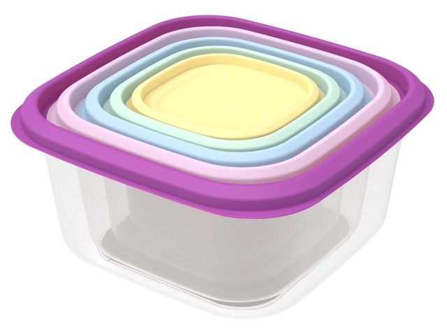 All Time Prism Square Storage Container Set (6600 Ml) (Multicolor) (5 Pc Set)