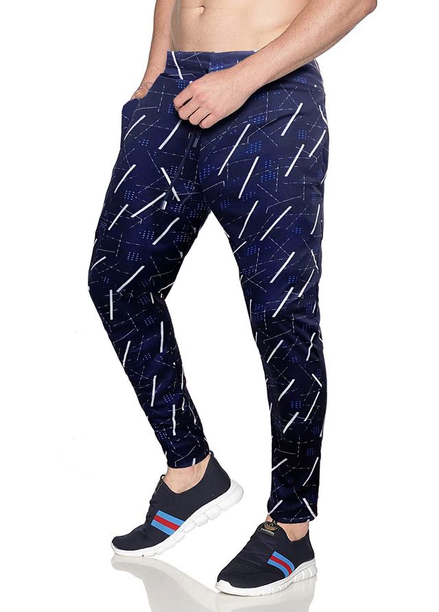 Avolt Men's Printed ZigZag Regular Fit Track Pant | Blue - 2XL