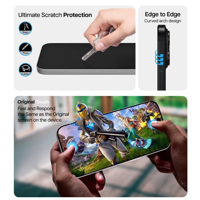 Kapaver Iphone 16 Pro Max Easy Do Tempered Glass Screen Protector Guard | Gt Series | Clear - 2 Pack