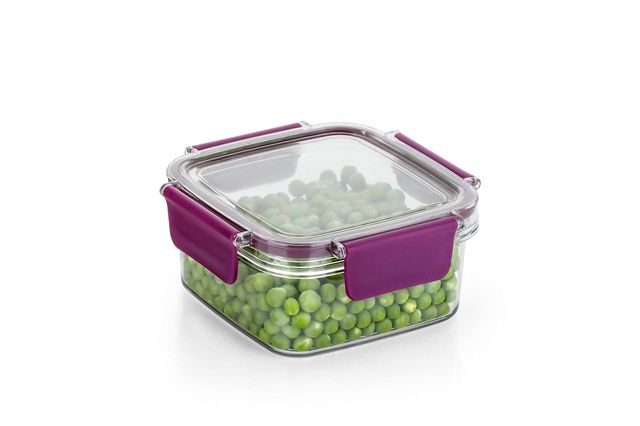 HAZEL Plastic Square Container - 600 ml Airtight | Leak Proof | Microwave Safe Dabba