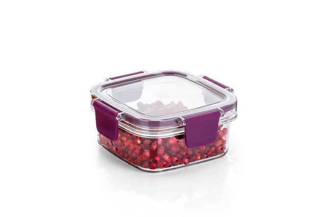 HAZEL Plastic Square Container - 300 ml Airtight | Leak Proof | Microwave Safe Dabba
