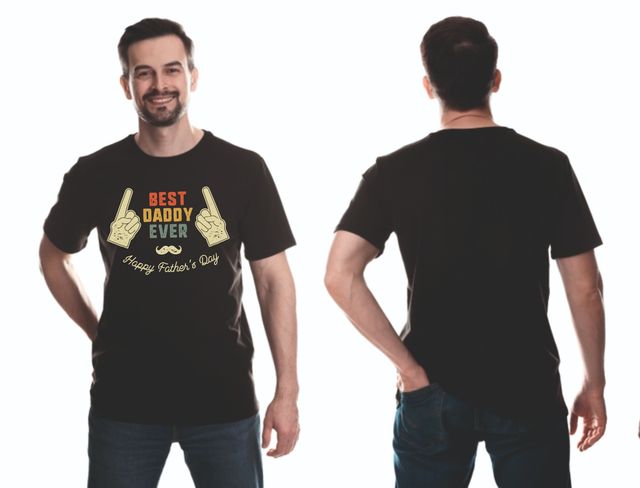 Gcyx Men's Dude Dad Printed T-shirt | Black - XL