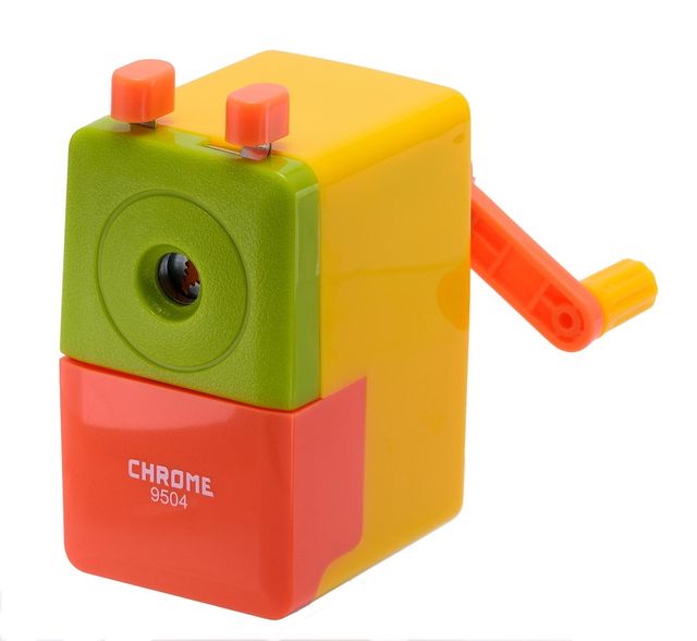 Chrome Tri Colour Plastic Table Pencil Sharpner (Colour May Vary)