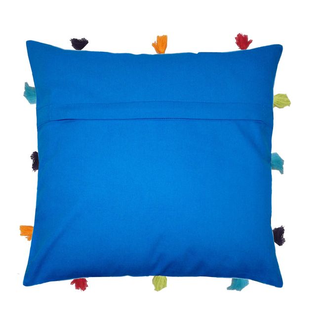 Lushomes Cushion Cover - Blue | 12 x 12 inch | Tassels