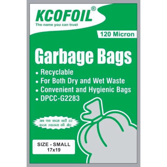 Kcofoil Small Garbage Bag | 17 x 19 | 14 Bags - 120 Micron