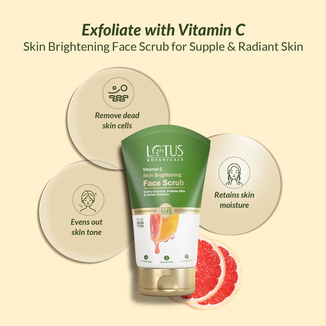 Lotus Botanicals Skin Brightening Face Scrub Vitamin C Sulphate Silicon & Chemical Free All Skin Types