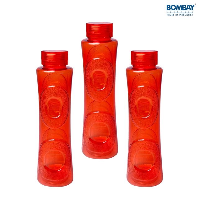 Topaz BPA-free Plastic Water Bottle - Set of 3 Pcs, Each 1000ml | Red