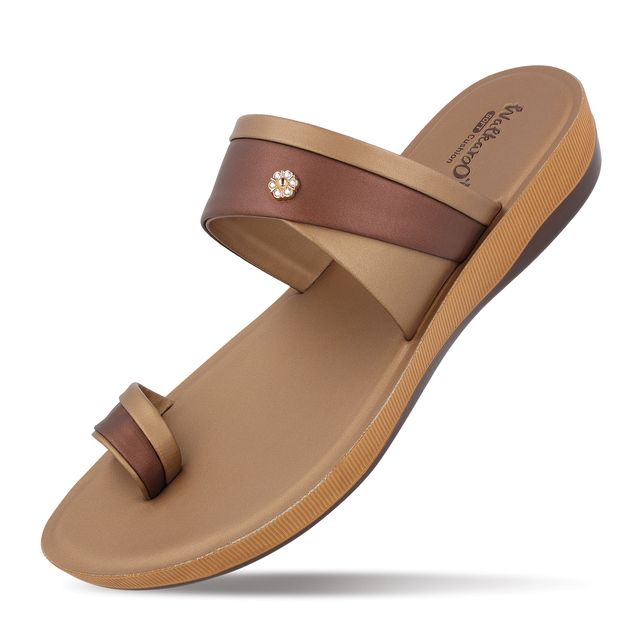 Walkaroo Women's Daily Wear Sandals | WE2358 | Brass - UK 6