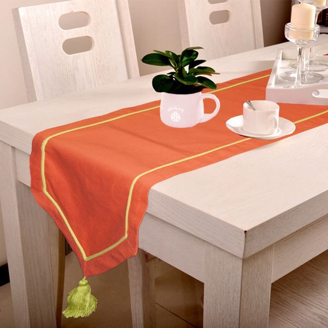 Lushomes Table Runner - Orange and Grey Contrasting Cord | 30 x 180 cm