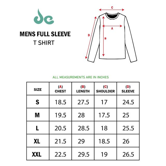 Buy De Tees Men's Full Sleeve T-shirt | Black - L Online - Price