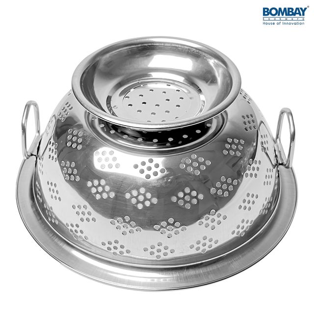 Bombay Kookware Stainless Steel Rice Strainer With Handle Size 3