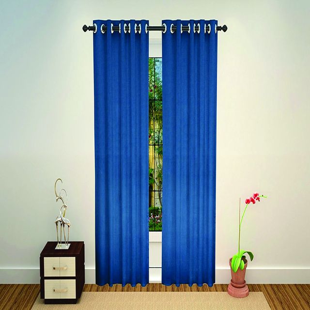 Lushomes Blackout Door Curtain - Blue | 9 ft | 8 Metal Eyelets | 54 x 108 inch
