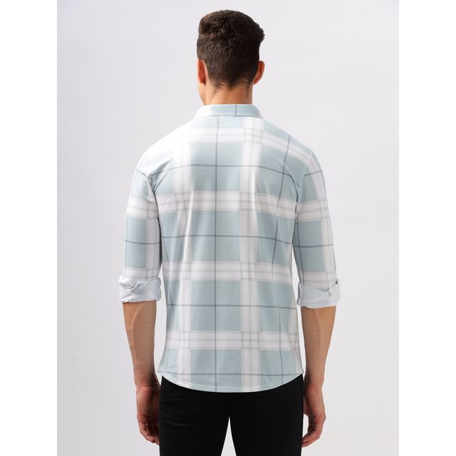 Bullmer Men's Trendy Regular Fit Checked Causal Full Sleeve Shirt | Mint - S