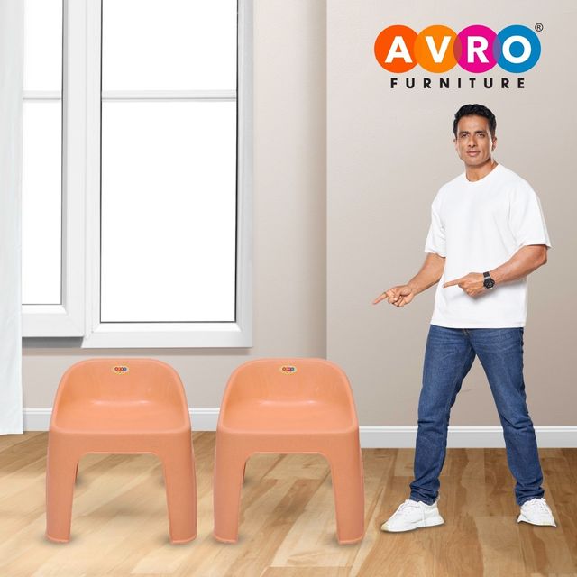 Avro Furniture Rock-Small Sitting Stool with Backrest-Beige- Set of 2