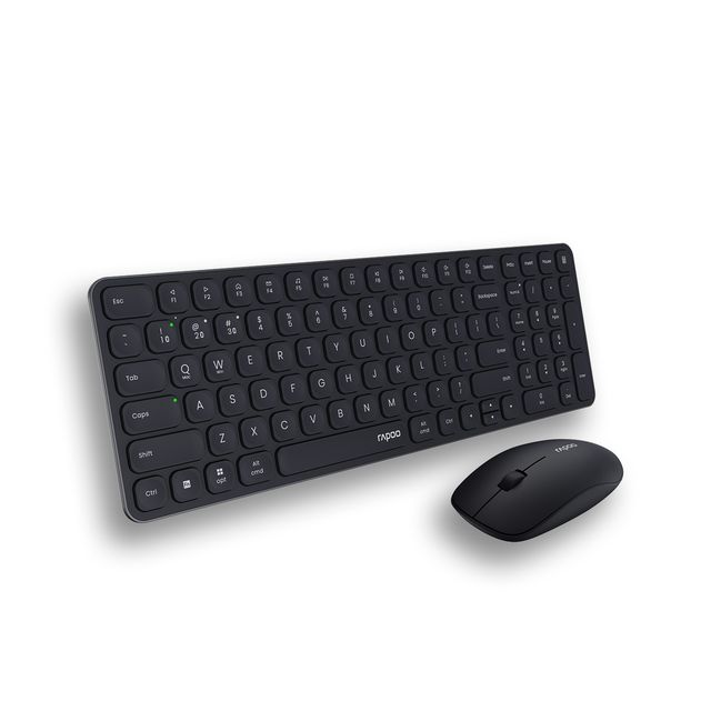 Rapoo 9320M Bluetooth 4.0 | 5.0 + 2.4GWireless Keyboard Mouse Combo | 2400 DPI | Compact Dark Grey