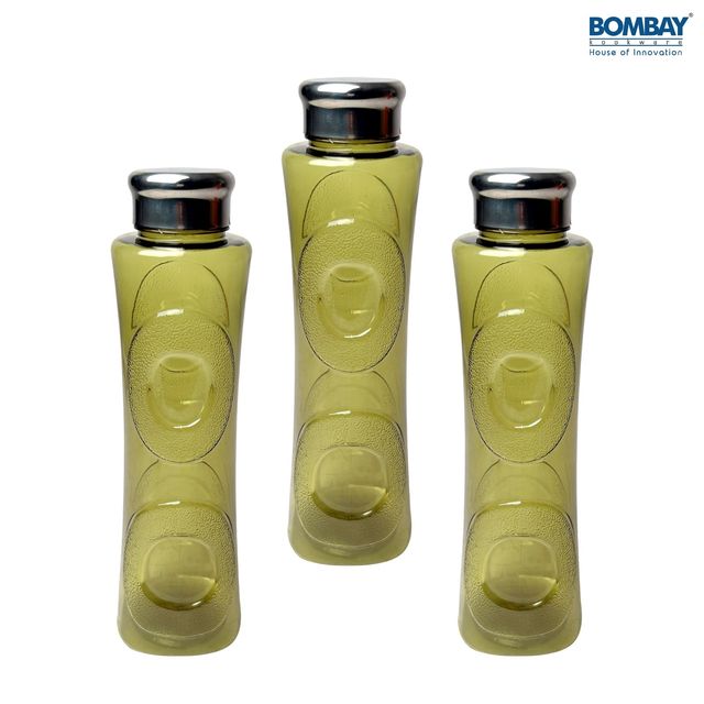 Topaz BPA-free Plastic Water Bottle with Steel Cap - Set of 3 Pcs | Each 1500ml | Green