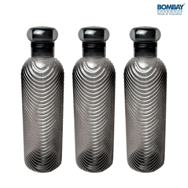 H2O BPA-free Plastic Water Bottle - Set of 3 Pcs | Each 800 ml | Black