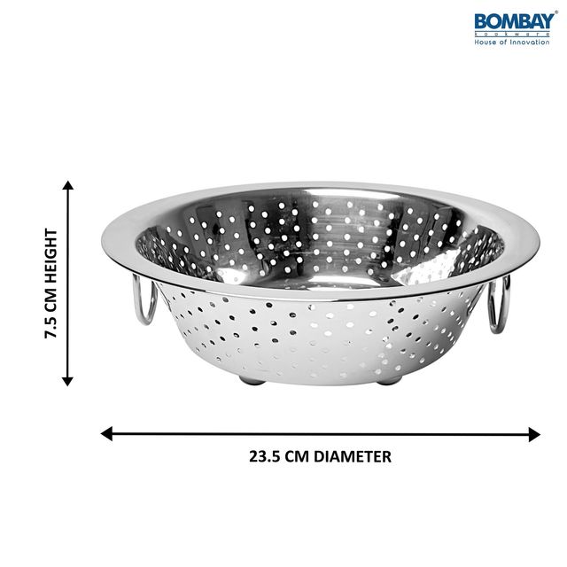 Bombay Kookware Stainless Steel Multipurpose Strainer With Handle Size 3