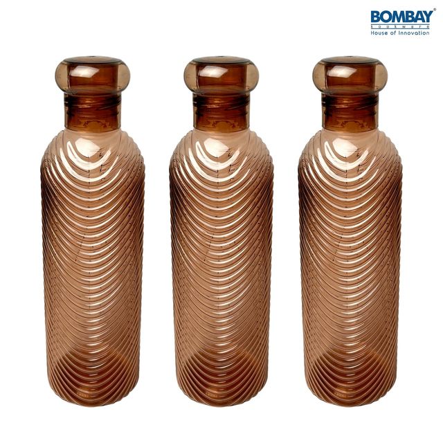H2O BPA-free Plastic Water Bottle - Set of 3 Pcs | Each 1000 ml | Brown