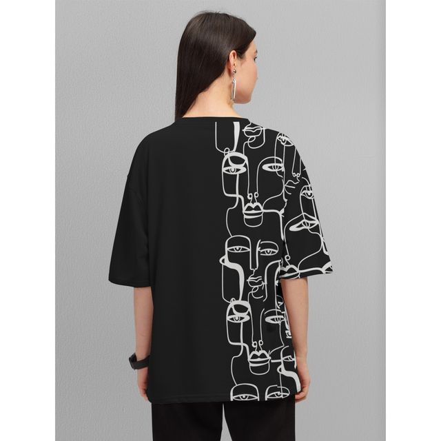 Hellcat Women's Trendy Printed Oversized T-shirt | Black - L