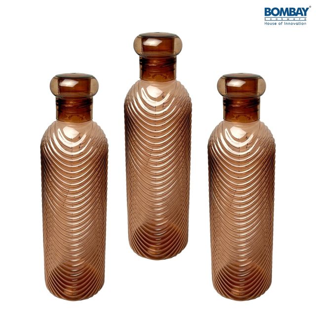 H2O BPA-free Plastic Water Bottle - Set of 3 Pcs | Each 1000 ml | Brown