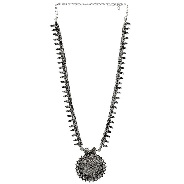 Teejh Kalpi Silver Oxidized Long Necklace