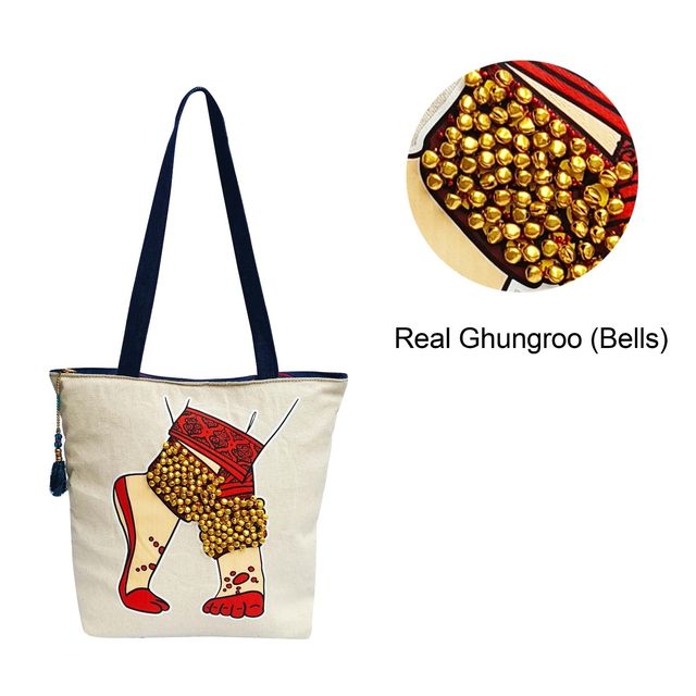 Dance Bag Off White With Ghungroo - Buy at ₹880 Online | Instant Dance Bag Off White With Ghungroo - Buy at ₹880 Online | Instant