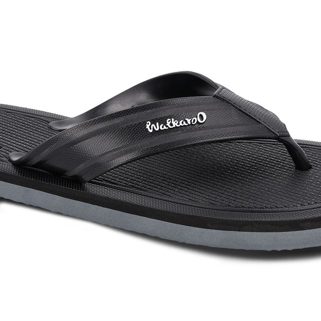 Walkaroo Men s Dailywear Hawai | HG190 Black Grey | UK 6
