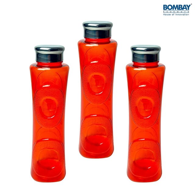 Topaz BPA-free Plastic Water Bottle with Steel Cap - Set of 3 Pcs | Each 1500ml | Red