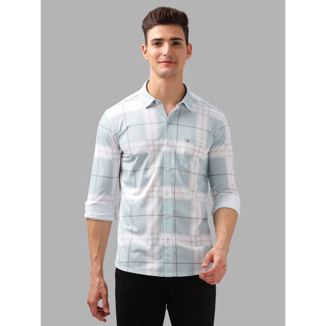 Bullmer Men's Trendy Regular Fit Checked Causal Full Sleeve Shirt | Mint - S