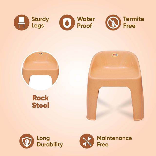 Avro Furniture Rock-Small Sitting Stool with Backrest-Beige- Set of 2
