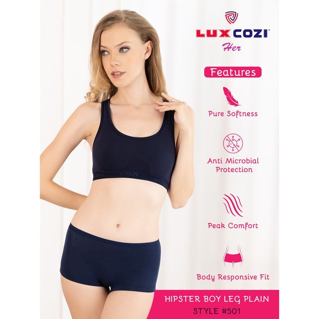 Lux Cozi Her Pure Cotton Women Boy Short Panty | Multicolor | Size-95 | Pack Of 6