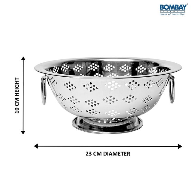 Bombay Kookware Stainless Steel Rice Strainer With Handle Size 3