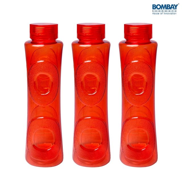 Topaz BPA-free Plastic Water Bottle - Set of 3 Pcs, Each 1000ml | Red