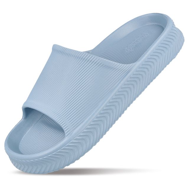 Walkaroo Men's Flip Flop Sliders | WC8737 | Aqua Blue - UK 8