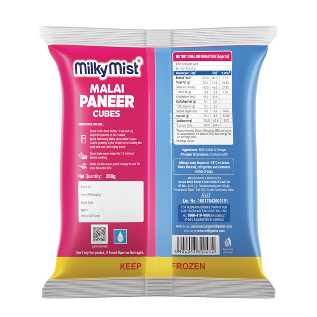 Milky Mist Fresh Malai Paneer Cubes 200 g Combo