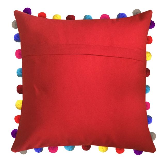 Lushomes Cushion Cover - Red | 24 x 24 inch | Pom Pom