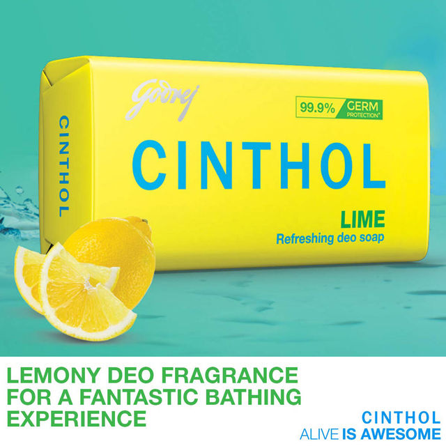 Cinthol Lime Bath Soap - 99.9% Germ Protection