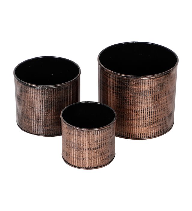 Amaya Decors Copper Small Striped Planter Set Of 3