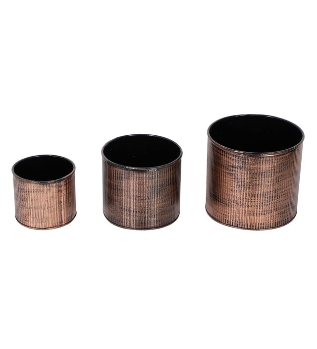 Amaya Decors Copper Small Striped Planter Set Of 3