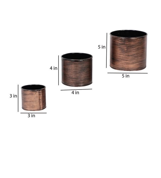 Amaya Decors Copper Small Striped Planter Set Of 3