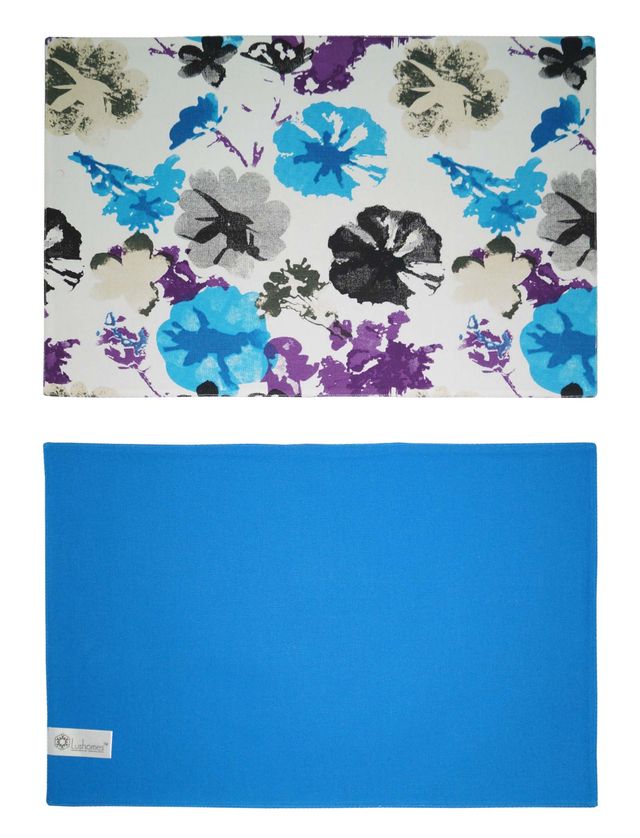 Lushomes Table Mat and Napkin Set - Printed | Reversible Placemats 13 x 19 inch | Napkins 16 x 16 inch