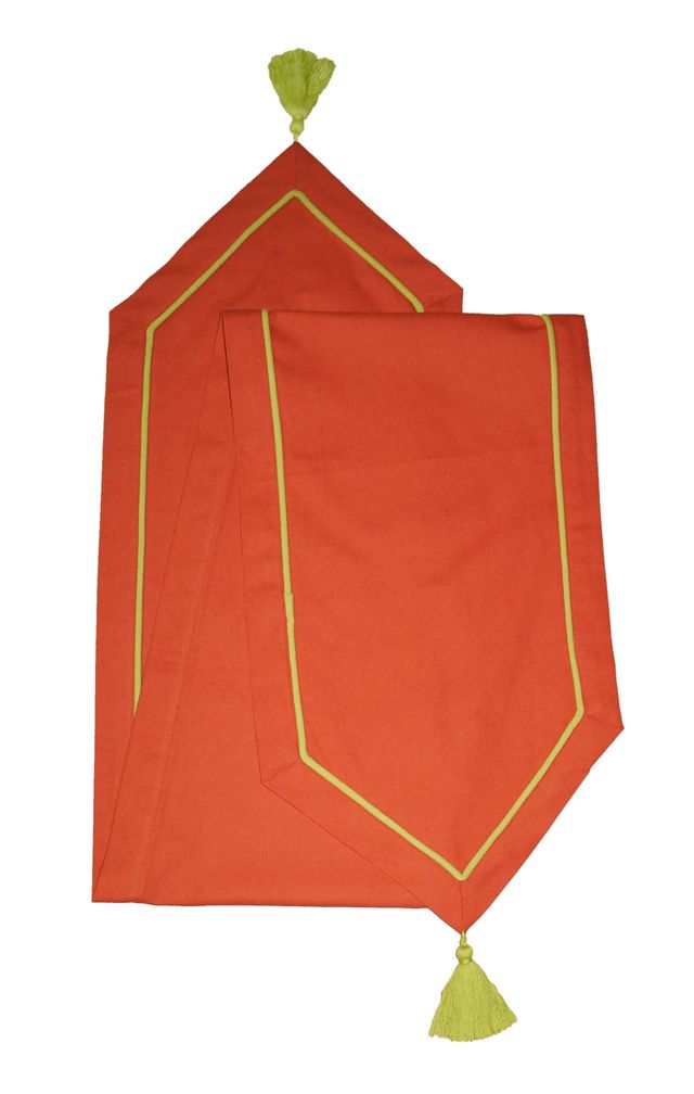Lushomes Table Runner - Orange and Grey Contrasting Cord | 30 x 180 cm